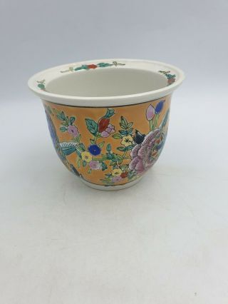 Chinese Porcelain Planter Flower Pot Jardiniere Hand Painted Floral Leaves Motif