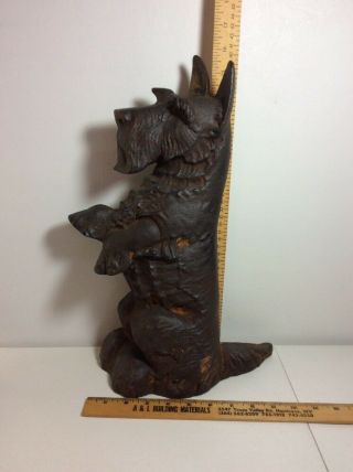 Vintage 15.  5 " Tall Cast Iron Schnauzer Scottie Dog Figural Door Stop Rare