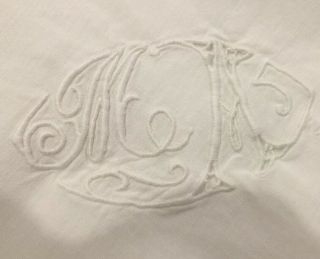 Exquisite Vintage French Hand Embroidered Monogrammed Pillow Case Cushion Cover