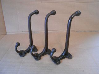 3 Large Antique Cast Iron Harness Horse Bridle Hooks Hangers Hardware