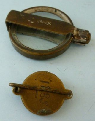 Antique Victorian Brass Folding Magnifying Glass Pocket Depose French Pair 1883