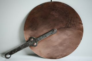 Antique Copper Pan Lid Cover Tinned Cast Iron Handle 23cm /9inch