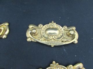 Set Of 9 Solid Brass Old Stock Drawer Handles With Fixings 9cm 3