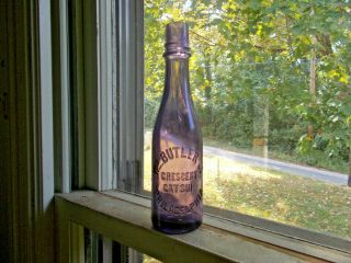 Wm Butler Crescent Catsup Philadelphia Amethyst Rare 1880s Hand Blown Bottle