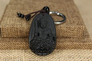 50mm Chinese Natural Obsidian Jade Handcarved Kwan - Yin Guanyin Pendant Amulet R