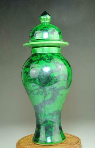 Old Green Glaze Porcelain Hand - Painted Plum Blossom Vase /qianlong Mark Ab02b