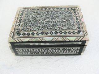 Hand Made Inlaid Mosaic Wooden Persian Jewellery Trinket Box Khatam Inlay