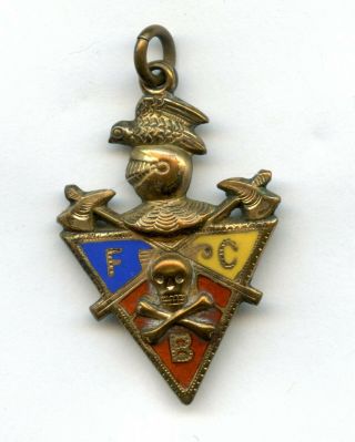 Antique Fcb Masonic Knights Of Pythias Skull Cross Bones Medal Watch Fob 3
