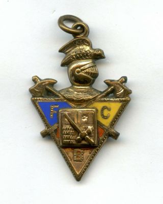 Antique FCB Masonic Knights of Pythias Skull Cross Bones Medal Watch Fob 3 2