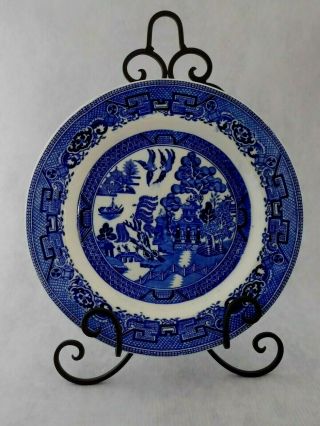Antique Fenton Blue Willow Large 11 " Ironstone Plate - England " Ye Olde Willow "