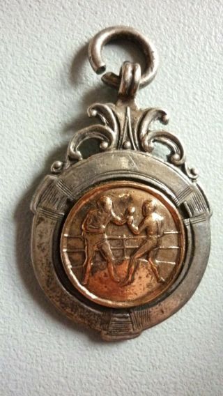 Vintage Sterling Silver,  Gold Fob/pendant.  Boxing C.  S.  C Winner A S Howlett 1931