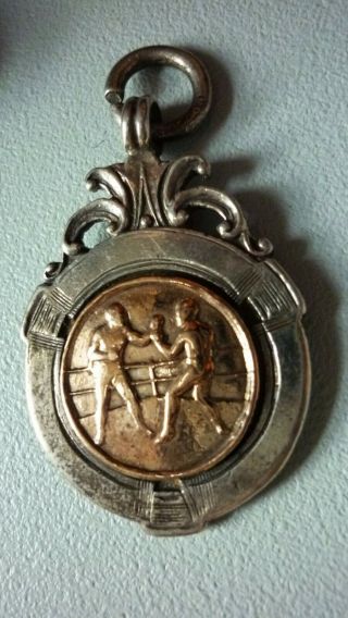 Vintage Sterling silver,  gold fob/pendant.  Boxing C.  S.  C Winner A S HOWLETT 1931 2