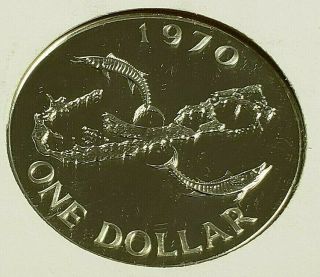 Very Rare 1970 Silver Bermuda Dollar Proof Silver Coin 11,  000 Struck Barracuda