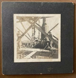 Antique Early 1900s Cabinet Card Photo Men W Heavy Machinery Construction
