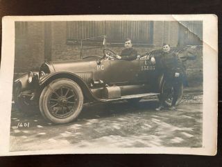 Antique Rppc Postcard Wwi Era U.  S.  Military Soldiers In Car France Police?