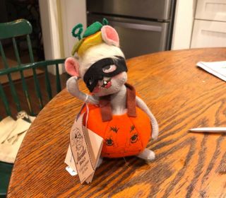 Vintage Annalee Doll Halloween Lone Mouse Pumpkin 7 " With Tags 1997