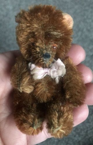 Rare Antique Vintage 3” Limb Mohair Jointed Teddy Bear Toy German Nr