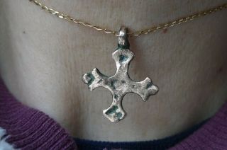 British Uk Metal Detecting Find Medieval Tudor Christian Bronze Cross As Excavat
