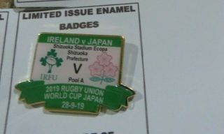 Ireland Japan Rare Limited Edition Carded Rugby World Cup Japan 2019 Badge