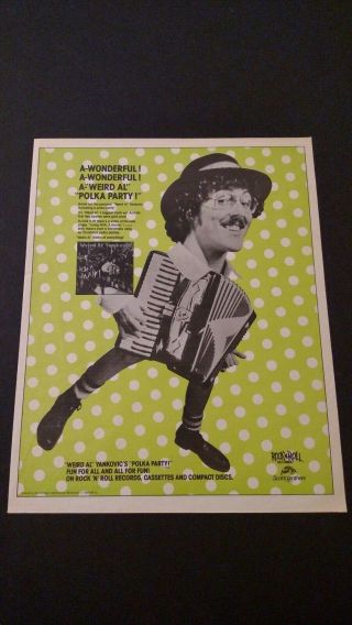 " Weird Al " Yankovic " Polka Party " 1986 Rare Print Promo Poster Ad
