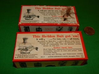 Two 30s/40s Heddon Brush Box (tops Only) 9409p & 9409xrg River Runt Spook Lures
