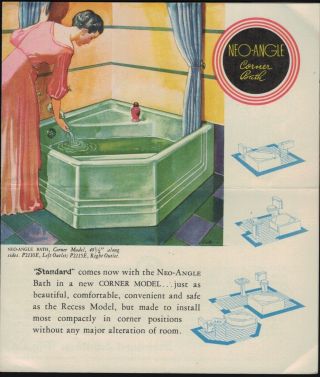 Rare 1935 Art Deco Standard Bathtub Plumbing Brochure Mid Century Modern Design