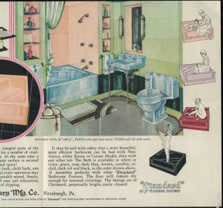 Rare 1935 Art Deco Standard Bathtub Plumbing Brochure Mid Century Modern Design 2