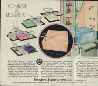 Rare 1935 Art Deco Standard Bathtub Plumbing Brochure Mid Century Modern Design 3
