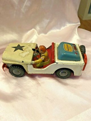 Rare Ahi Friction Jeep Vintage Japan Tin Toy Jeep