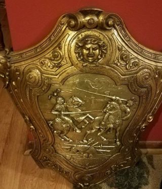 Rare Huge Vtg Gold Syroco Crest Shield Wall Plaque Medieval Jousting Mid Century