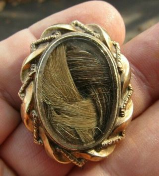 Antique Victorian Mourning Pin Brooch Gold Filled Woven Knotted Hair Pin
