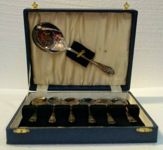Vintage Epns Dessert Spoon Cutlery Set 6 Spoons And One Larger Spoon Boxed