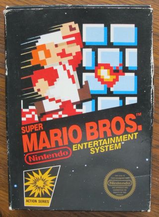 Mario Bros.  Nintendo Nes Cib Complete 5 Screw Hang Tab Black Box Very Rare