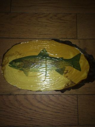 Vintage Heddon Dowagiac Wood Rainbow Trout Fish Plaque Rare 2