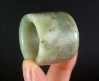 A Set of Three Old Chinese Celadon Nephrite Jade Archer ' s Thumb Ring 2