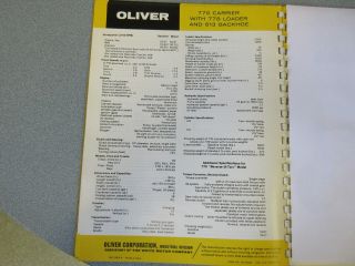 Rare Oliver 770 Industrial Tractor Loader Backhoe Sales Sheet 1966 2