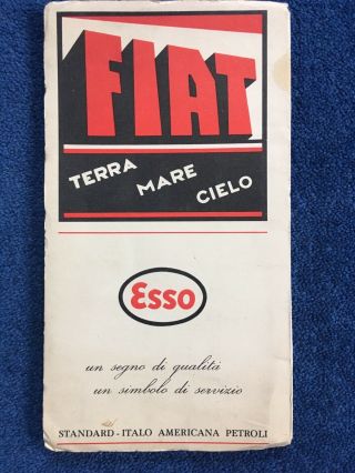 Vintage Esso Touring Map Of Italy 1952 Sicily Corsica Sardinia.  Goodwood Revival