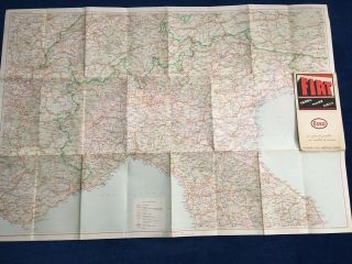 VINTAGE ESSO TOURING MAP OF ITALY 1952 Sicily Corsica Sardinia.  Goodwood Revival 2