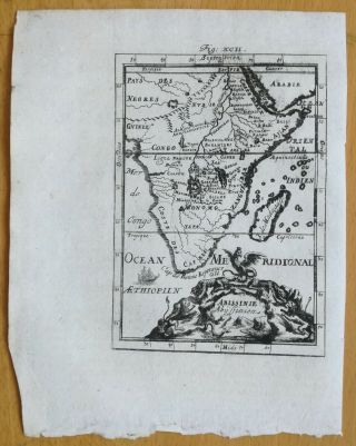 Mallet: Engraving Africa Map Abessinia - 1718 (ns)