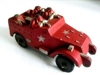 Rare Sun Rubber Toy Soldier Army Scout Car In Red - 1940 