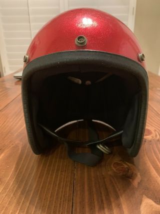 Vintage Kunoh Motorcycle Helmet Red Metal Flake Size Medium