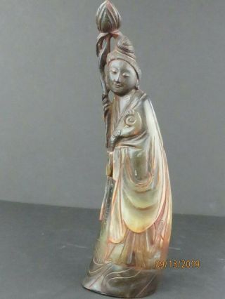 Antique Chinese Carved Horn Figure Of Lady