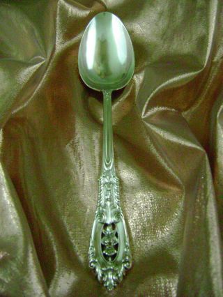 Wallace Sterling Silver Rose Point Serving Spoon 8 Inches Hallmark No Monogram