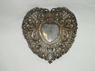 Vintage Gorham Sterling Silver Heart Shaped Pierced Bon Bon Nut Bowl Dish 966