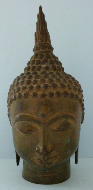 Antique Ushnisha Buddha God Head Statue Sculpture Ornament Bronze Metal Face