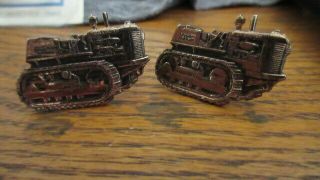 Rare Old Allis Chalmers No.  5 Diesel Crawler Tractor Cuff Links Goldtone?
