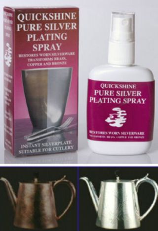 Quickshine Pure Silver Plating Spray Silver Plate Grandfather Clock Parts