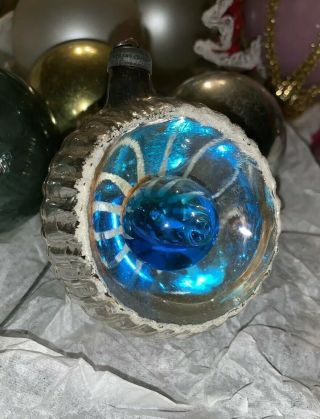 Rare Vintage Liquid Filled Indent Mercury Glass Christmas Ornament Made In Italy