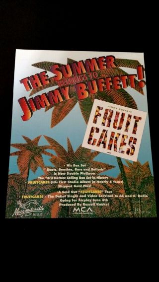 Jimmy Buffett " Fruit Cakes " (1994) Rare Print Promo Poster Ad