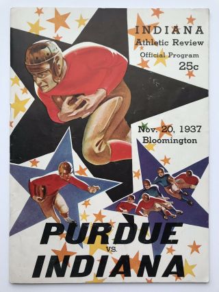 Purdue Vs.  Indiana Football 1937 Program Big Ten Old Oaken Bucket Iu Rare